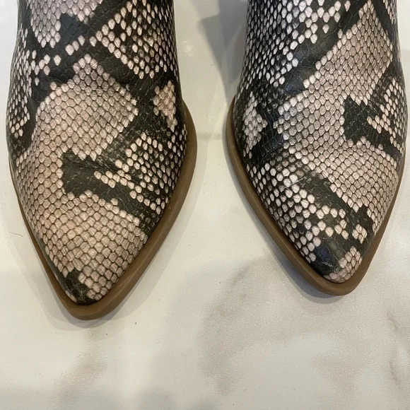 Universal Thread | Neutral Colour Snake Print Booties With Small Wedge Heel - Picture 7 of 16